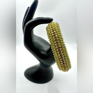 New Elegant Gold and Green Beaded Bracelet, Excellent Condition